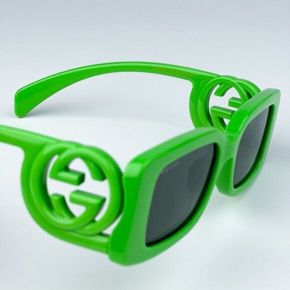 NEW Gucci GG1325S 009 Acid Green Grey Rectangle Unisex Sunglasses GG 1325s - Picture 9 of 11